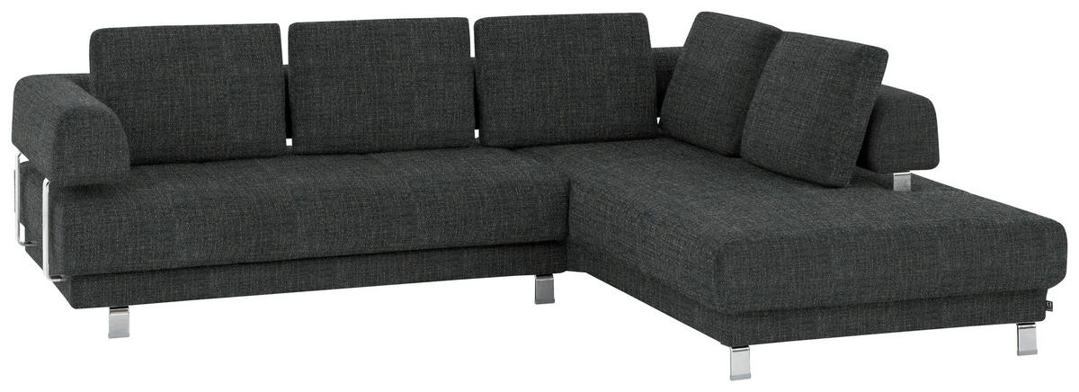 ECKSOFA in Chenille Anthrazit  - Anthrazit, Design, Textil/Metall (277/235cm)