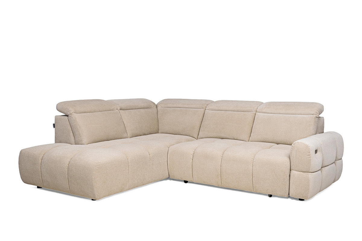 SAROKKANAPÉ textil bézs  - bézs/fekete, Modern, műanyag/textil (223/110/270cm) - Welnova