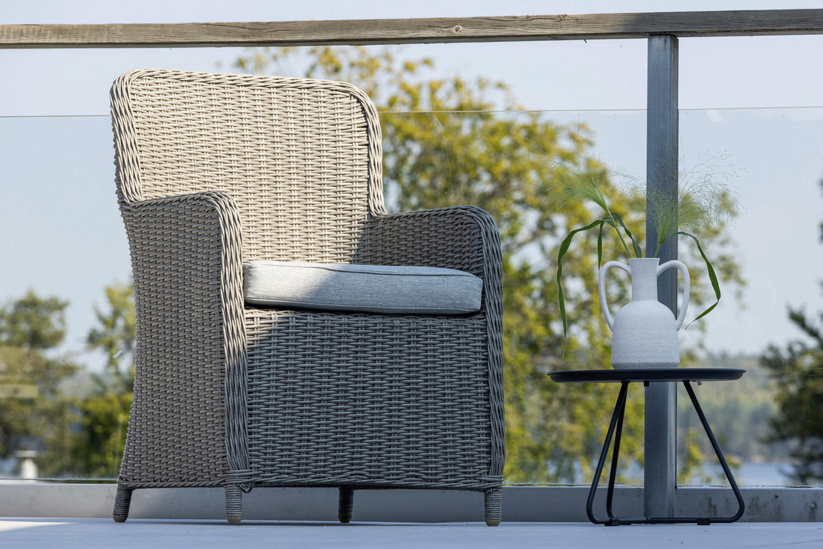 GARTENSTUHL-SET Stahl Grau  - Grau, KONVENTIONELL, Kunststoff/Textil (62/94,5/65cm) - Gardenson