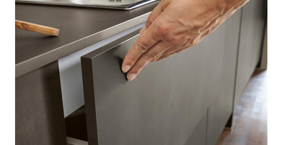 EINBAUKÜCHE   - Eichefarben/Grau, Design, Holzwerkstoff - Novel