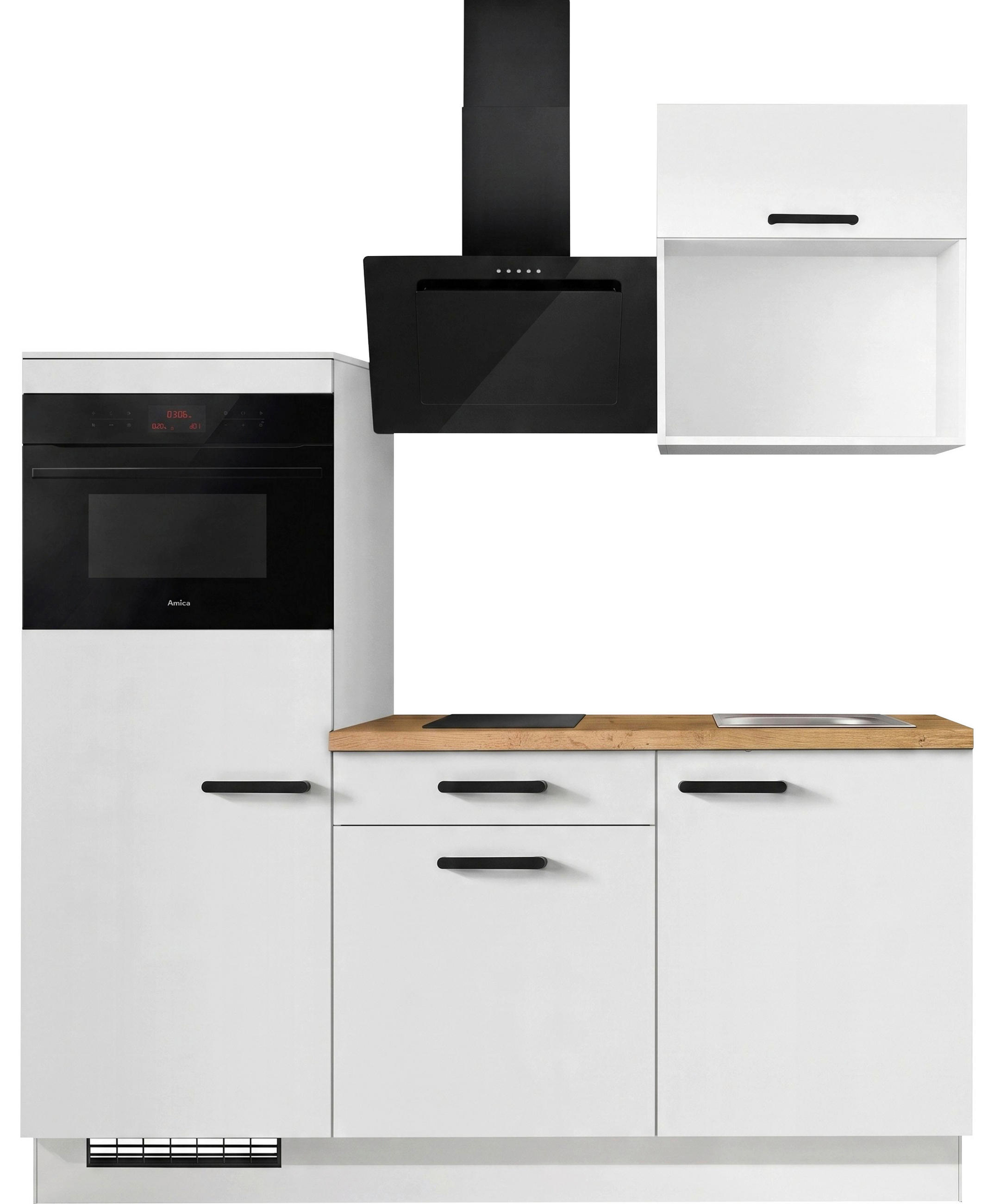 KÜCHENLEERBLOCK IP1200 180 cm  in Weiß, Eichefarben  - Eichefarben/Schwarz, Basics, Holzwerkstoff/Metall (180cm) - Impuls