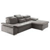 ECKSOFA in Mikrovelours Grau  - Silberfarben/Grau, Konventionell, Holzwerkstoff/Kunststoff (276/188cm) - MID.YOU