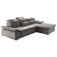 ECKSOFA Schlammfarben Mikrovelours  - Schlammfarben/Silberfarben, KONVENTIONELL, Kunststoff/Textil (276/188cm) - MID.YOU