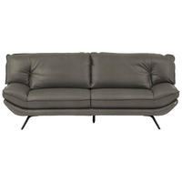 3-SITZER-SOFA in Echtleder Grau  - Schwarz/Grau, Design, Leder/Metall (226/95/95cm) - Celina