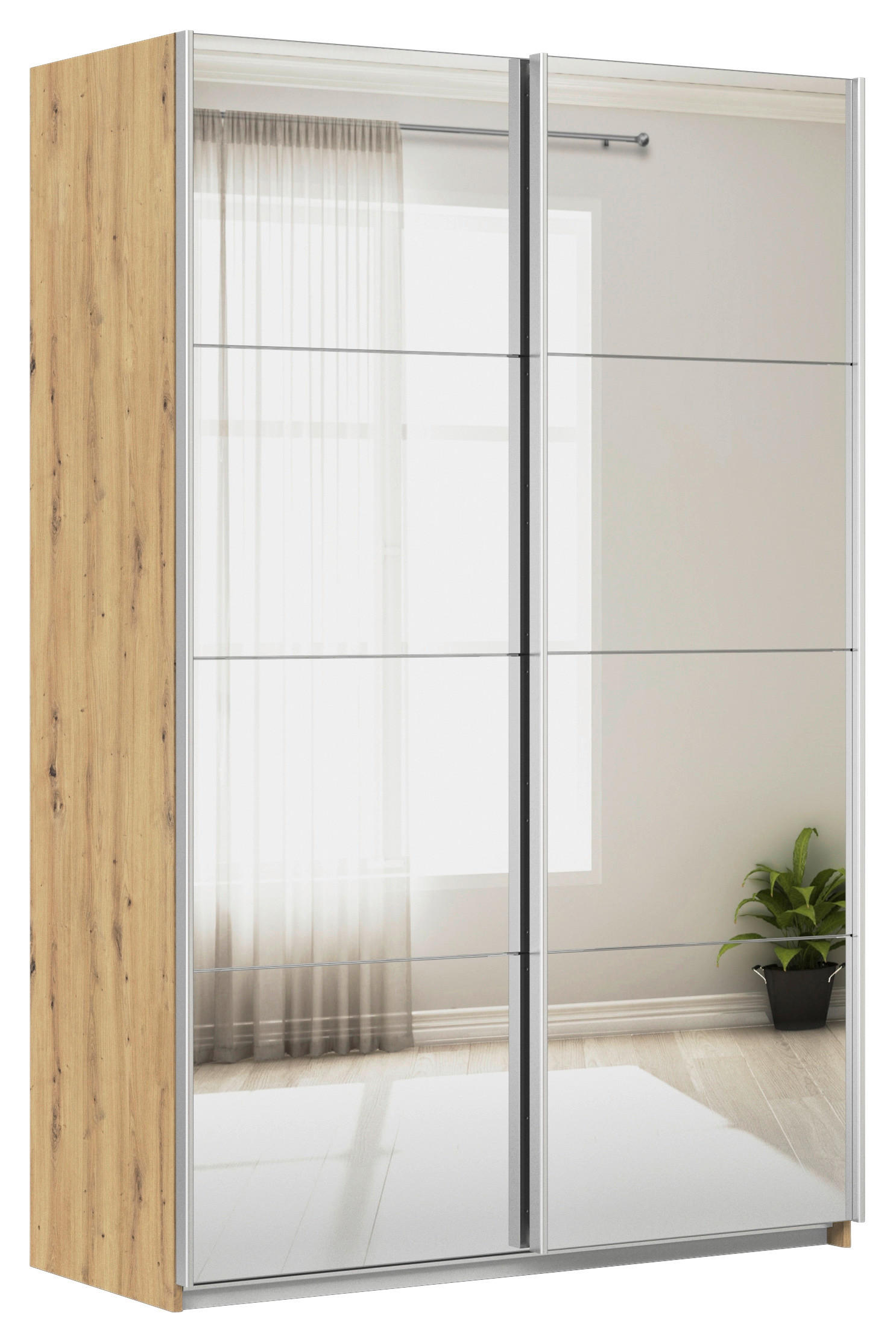 Schwebetürenschrank + Spiegel B: 136cm Feldkirch Eiche Dekor