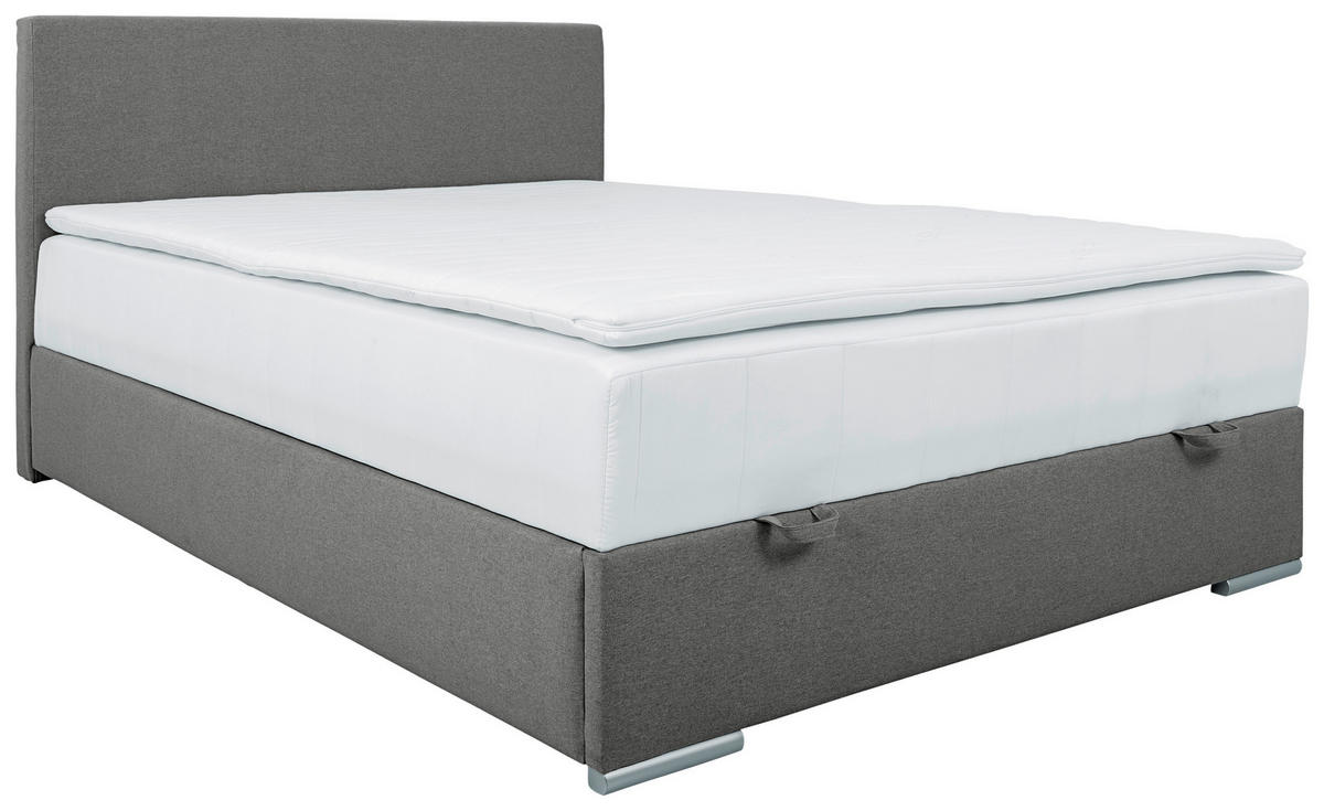 BOXBETT 140/200 cm  in Grau  - Chromfarben/Grau, KONVENTIONELL, Kunststoff/Textil (140/200cm) - Boxxx