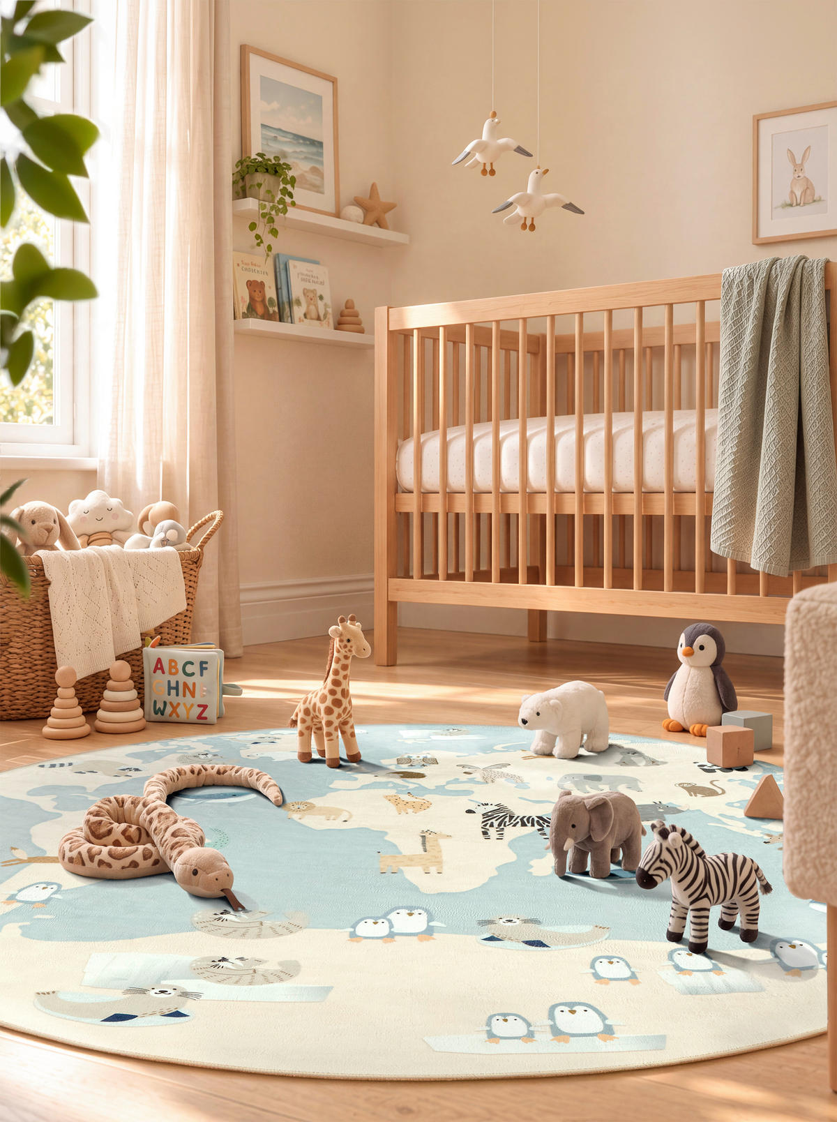 KINDERTEPPICH 160 cm Living Zoonia Creme, Multicolor, Pastellblau rund  - Pastellblau/Multicolor, Trend, Kunststoff/Textil (160cm) - Lindorug