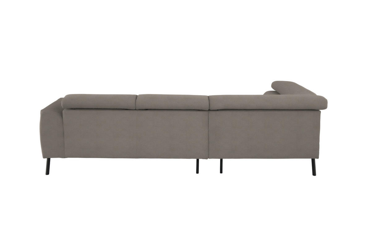 ECKSOFA Graubraun Feincord  - Graubraun/Schwarz, Design, Textil/Metall (205/280cm) - Xora