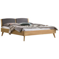 BETT 180/200 cm  in Eichefarben, Dunkelgrau  - Eichefarben/Dunkelgrau, KONVENTIONELL, Holz/Textil (180/200cm) - Hasena