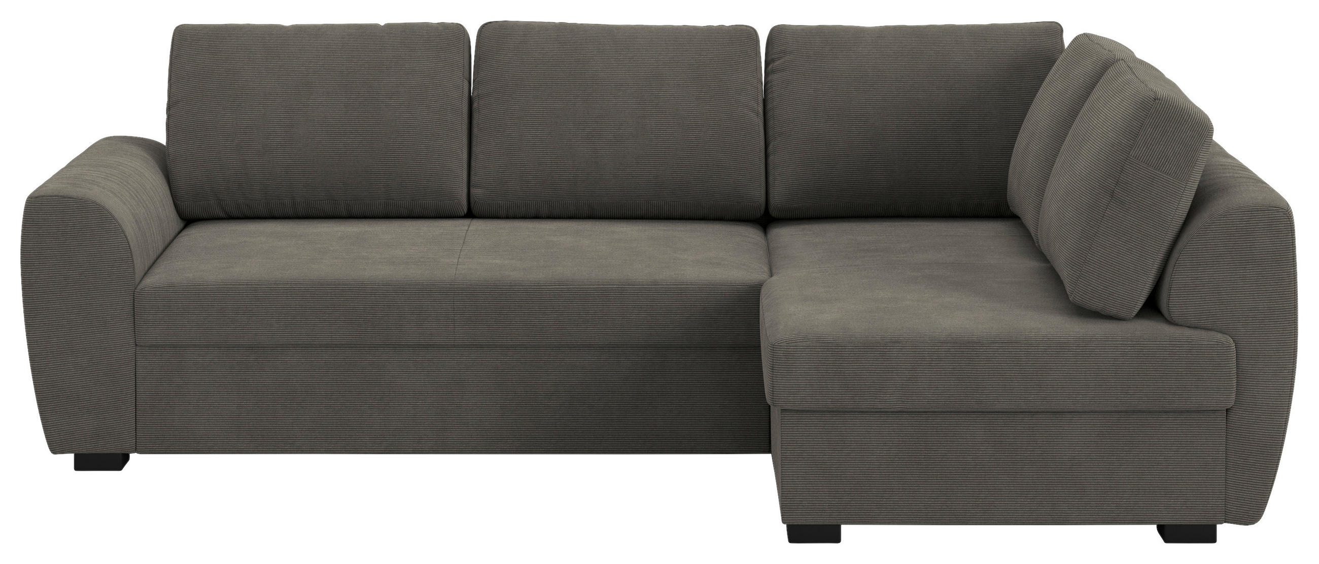 ECKSOFA Anthrazit Cord Zierkissen, Bettkasten  - Anthrazit/Schwarz, Trend, Kunststoff/Textil (253/154cm) - MID.YOU