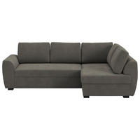 ECKSOFA Anthrazit Cord Zierkissen, Bettkasten  - Anthrazit/Schwarz, Trend, Kunststoff/Textil (253/154cm) - MID.YOU