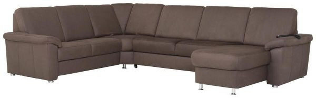WOHNLANDSCHAFT in Flachgewebe Dunkelbraun  - Chromfarben/Dunkelbraun, Konventionell, Textil/Metall (240/330/163cm) - Beldomo System