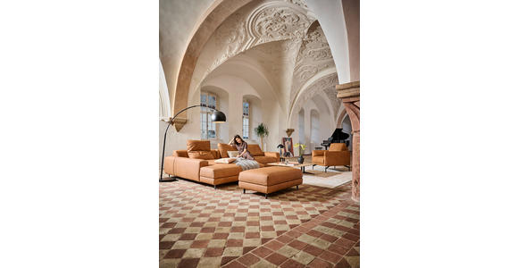 ECKSOFA  in Echtleder Hellbraun  225/355 cm  - Hellbraun/Anthrazit, Design, Leder/Metall (225/355cm) - Johann Jakob