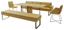 SITZBANK 251/84/67 cm Echtleder Gelb, Bronzefarben Metall  - Gelb/Bronzefarben, Design, Leder/Metall (251/84/67cm) - Musterring