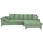 ECKSOFA Pastellgrün Cord Rückenkissen, Armlehnenkissen, Rücken echt  - Pastellgrün/Schwarz, KONVENTIONELL, Textil/Metall (332/231cm) - Carryhome
