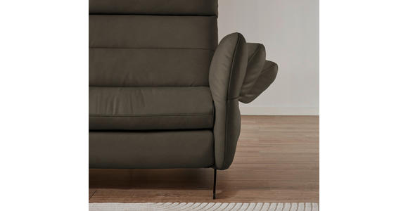 ECKSOFA in Echtleder Graubraun 169/298 cm - Graubraun/Schwarz, Design, Leder/Metall (169/298cm) - Dieter Knoll