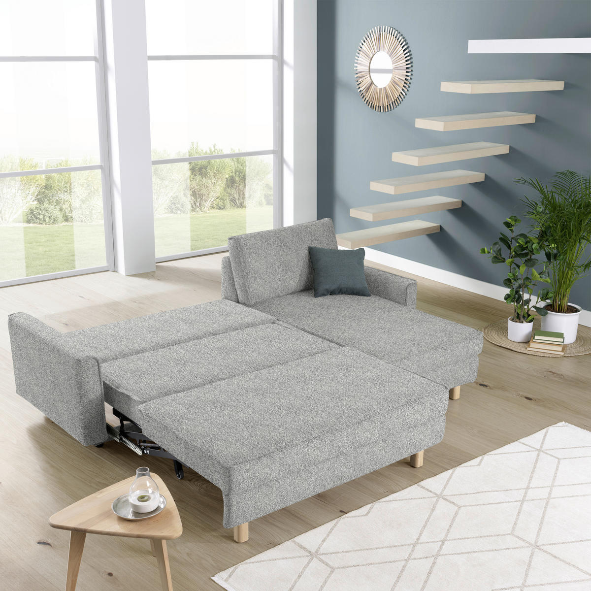 ECKSOFA  in Mikrovelours Naturfarben  237/170 cm  - Eichefarben/Naturfarben, KONVENTIONELL, Holz/Textil (237/170cm) - Sedda