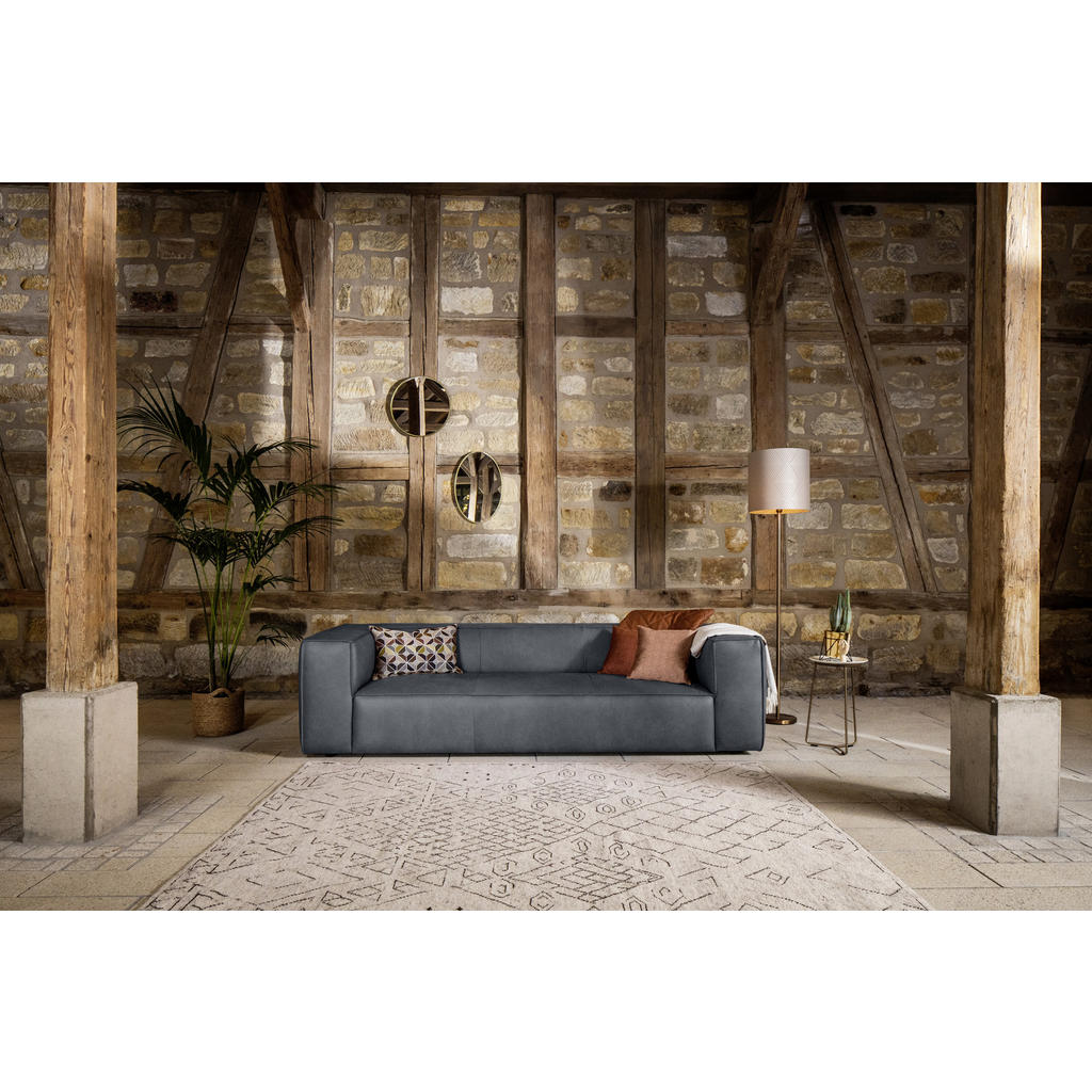 Thumbnail - Chilliano 3-Sitzer-Sofa around the block, Dunkelblau, Leder, Echtleder, Longlife-Leder, Vintage, Füllung: Schaumstoff, P...