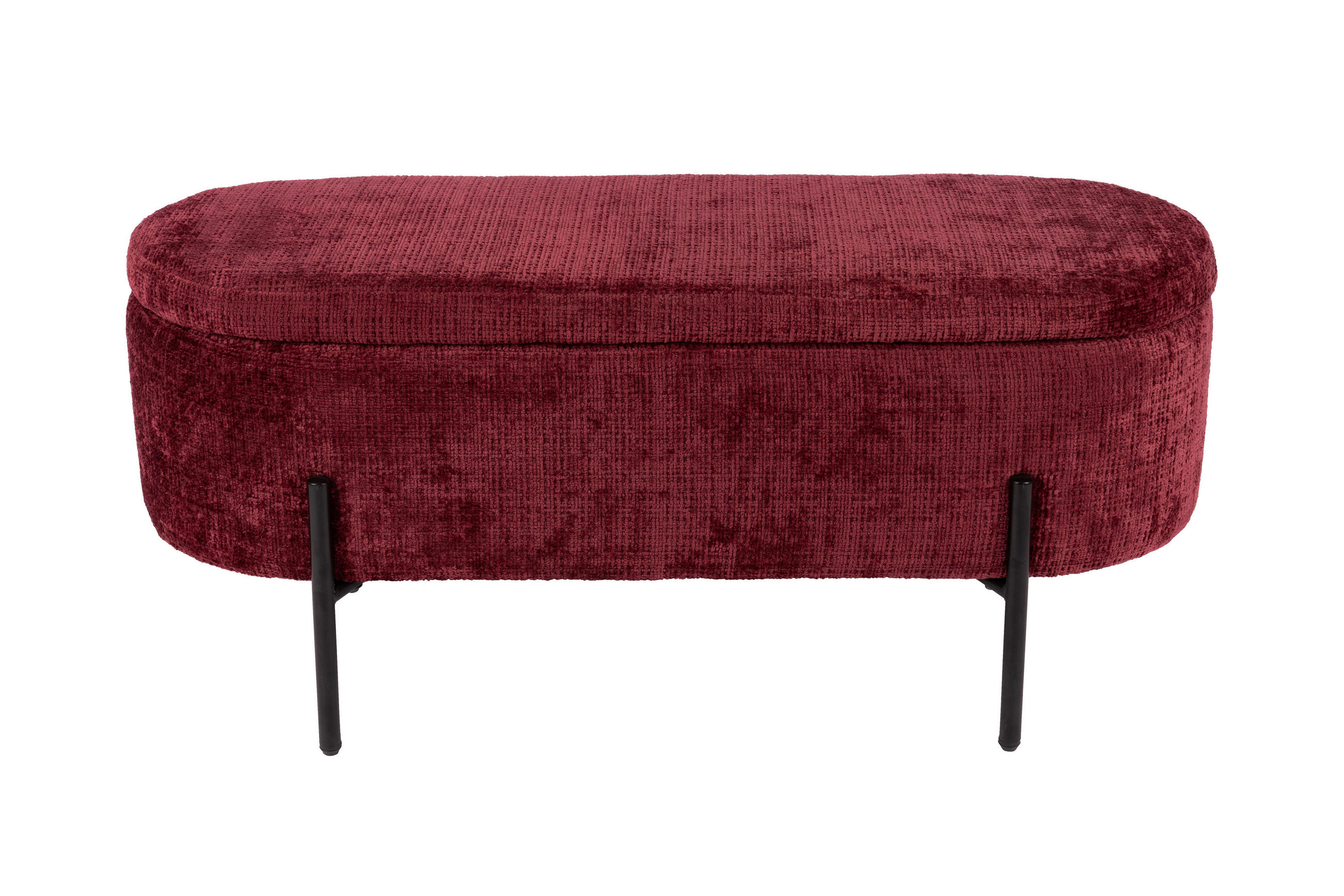 HOCKERBANK 95/36/43 cm Schwarz, Dunkelrot  - Schwarz/Dunkelrot, Design, Textil/Metall (95/36/43cm)