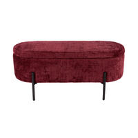 HOCKERBANK 95/36/43 cm Schwarz, Dunkelrot  - Schwarz/Dunkelrot, Design, Textil/Metall (95/36/43cm)