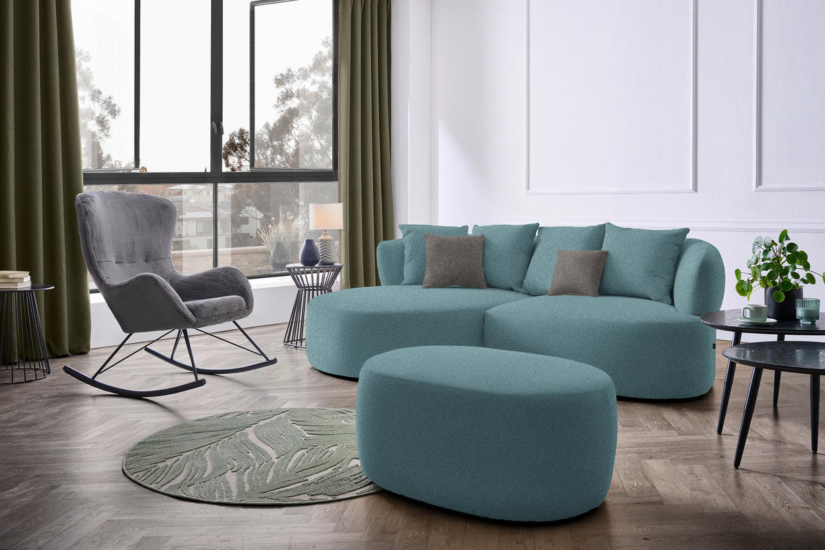 ECKSOFA  in Plüsch Petrol  166/235 cm  - Petrol/Schwarz, MODERN, Kunststoff/Textil (166/235cm) - Hom`in