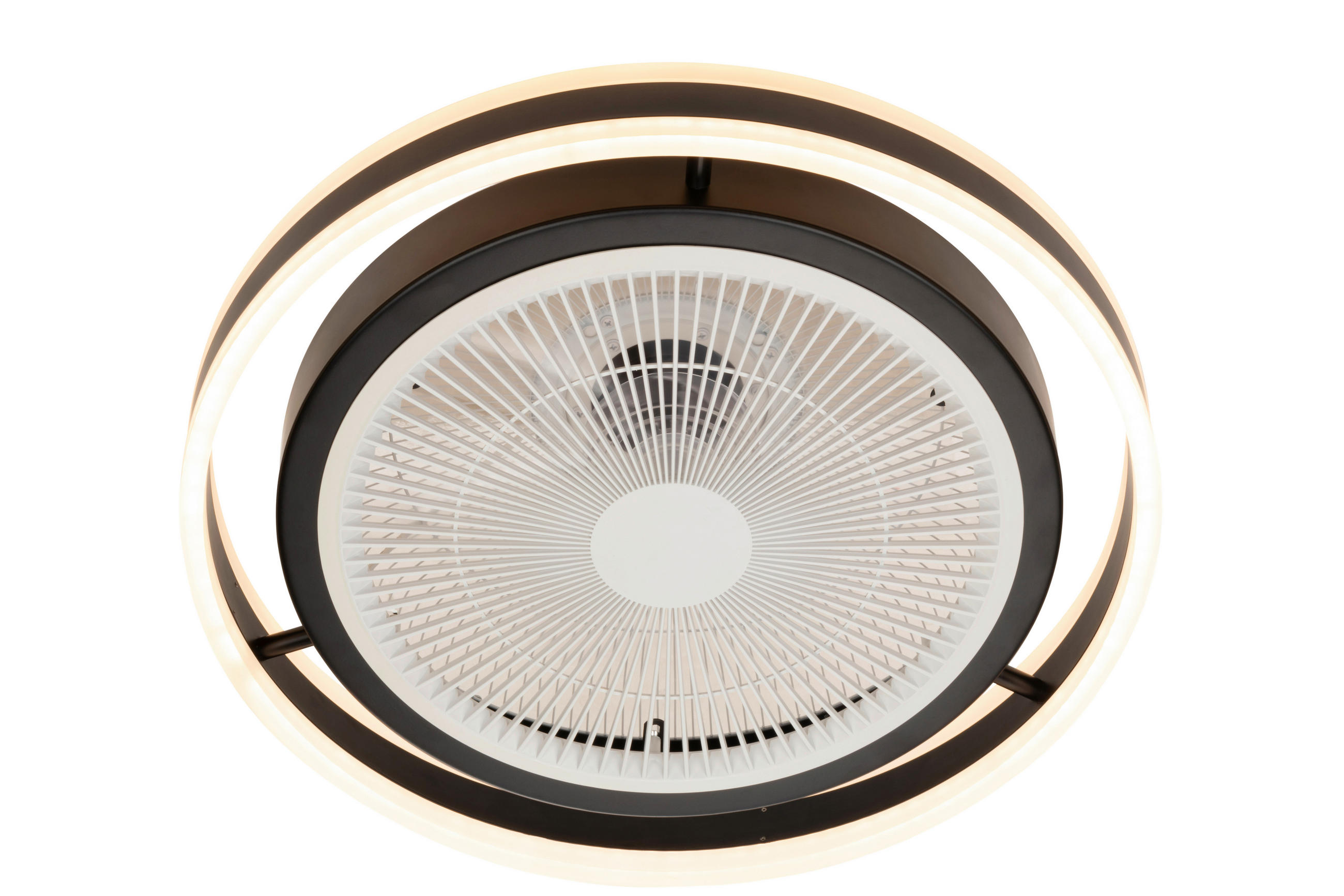 STROPNÝ VENTILÁTOR, 49,5/16,8 cm  - číra/čierna, Design, kov/plast (49,5/16,8cm) - Mican