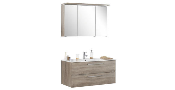 BADEZIMMER 101 cm - Trüffeleichefarben/Weiß, Design, Glas/Keramik (101cm) - Novel