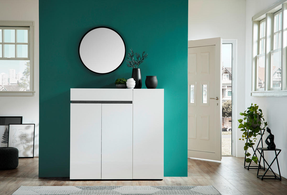 SKRINKA NA TOPÁNKY, antracitová, biela, 120/115/34 cm - čierna/biela, Design, kompozitné drevo/plast (120/115/34cm) - Voleo