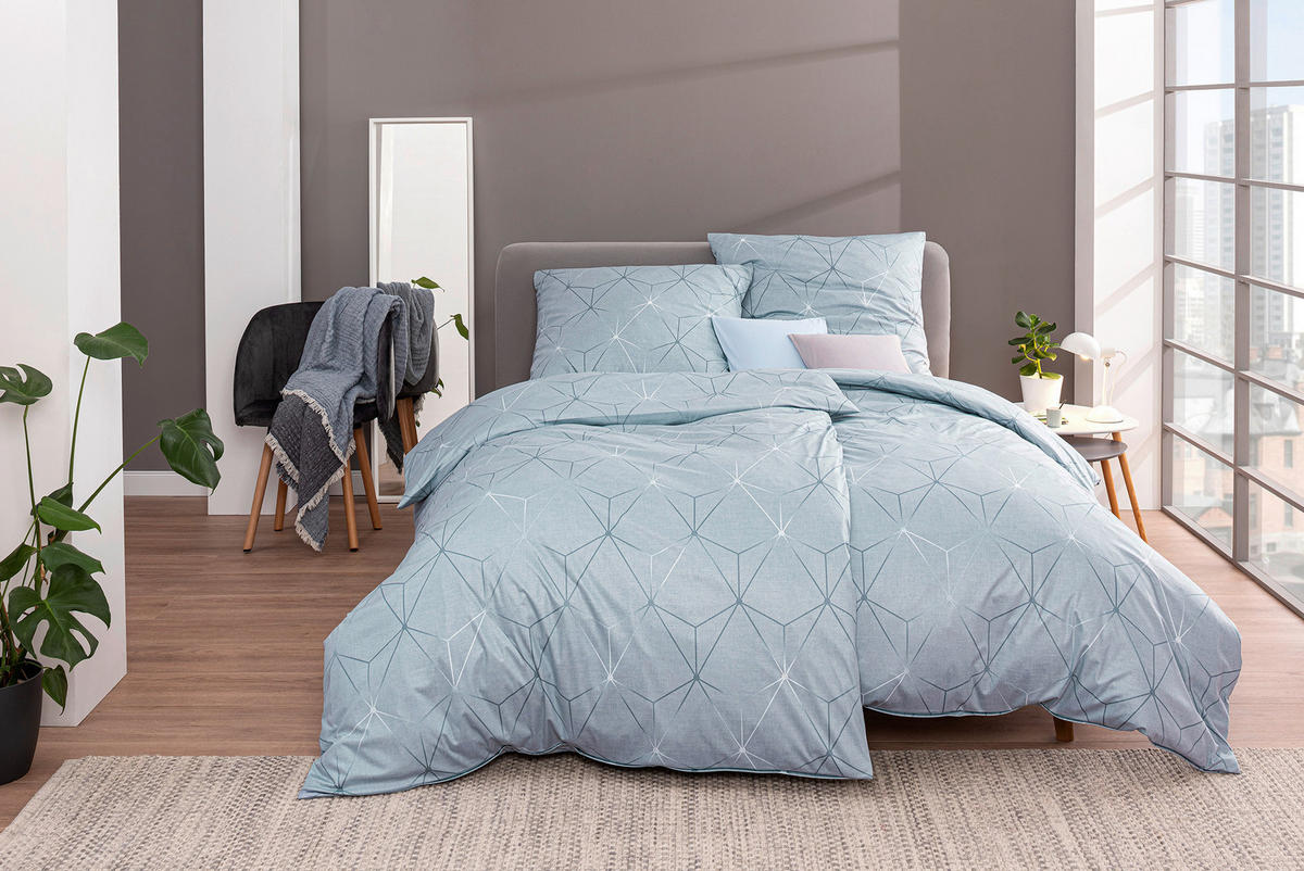 BETTWÄSCHE Interlock-Jersey 135/200 cm  - Blau, KONVENTIONELL, Textil (135/200cm) - Estella