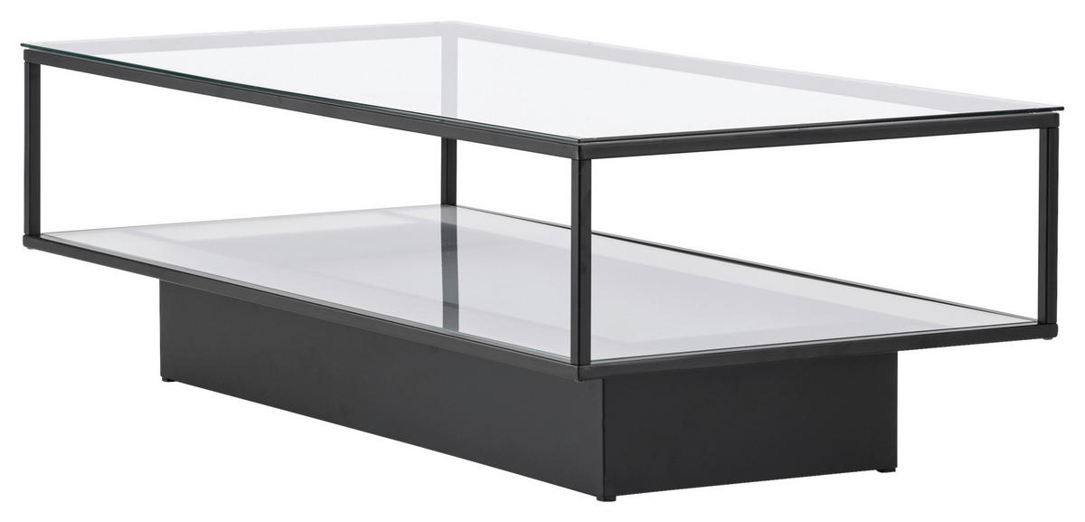 COUCHTISCH Klarglas 130/60/37,5 cm rechteckig Schwarz  - Schwarz, Design, Glas/Metall (130/60/37,5cm) - Livetastic