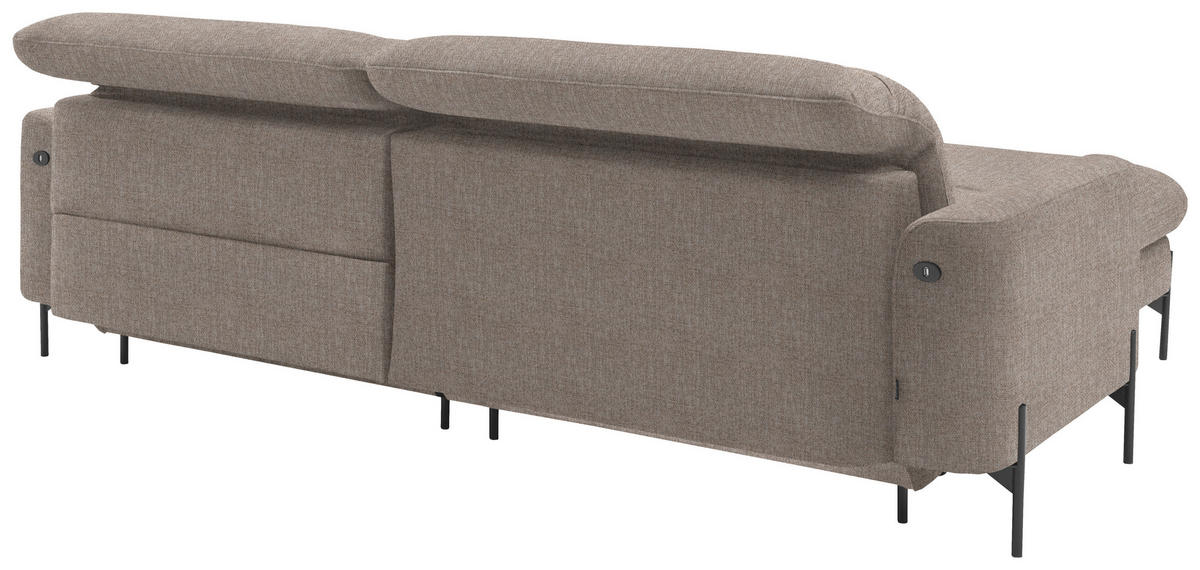 ECKSOFA in Flachgewebe Hellbraun  - Hellbraun/Schwarz, Design, Textil/Metall (191/252cm) - Dieter Knoll