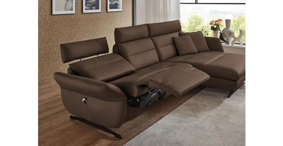 ECKSOFA in Echtleder Braun  300/157 cm  - Schwarz/Braun, Design, Leder/Metall (300/157cm) - Dieter Knoll