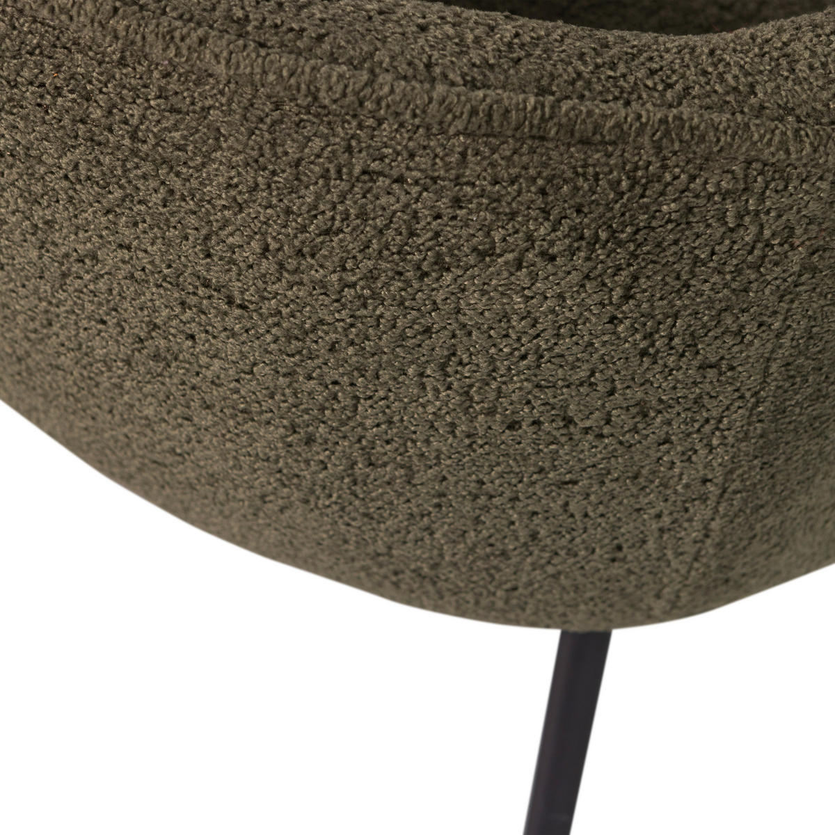 ARMLEHNSTUHL  in Bouclé  - Waldgrün/Schwarz, Design, Textil/Metall (61/77/63cm) - Livetastic