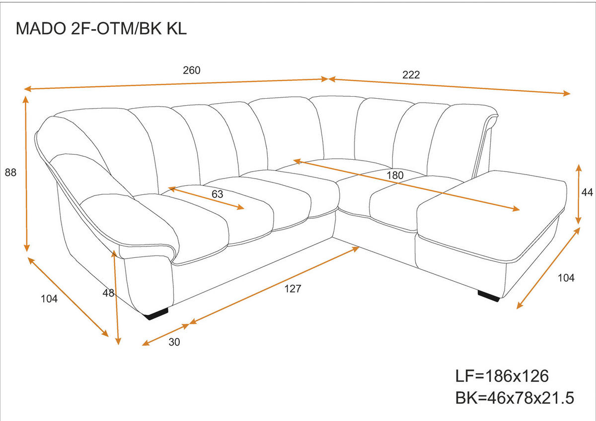 ECKSOFA Senfgelb Chenille Bettkasten, Schlaffunktion, Rücken echt  - Senfgelb/Schwarz, KONVENTIONELL, Kunststoff/Textil (260/222cm) - Welnova
