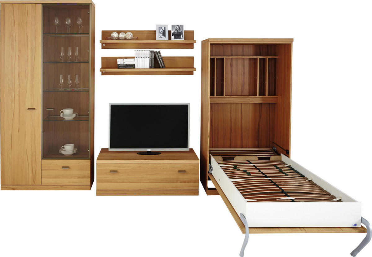 WOHNWAND  in Buchefarben  369/229,9/60 cm  - Buchefarben/Braun, KONVENTIONELL, Glas/Holzwerkstoff (369/229,9/60cm)