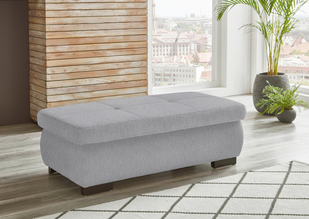 ECKSOFA in Flachgewebe Silberfarben  - Silberfarben/Schwarz, Design, Textil/Metall (174/297cm) - Beldomo Style