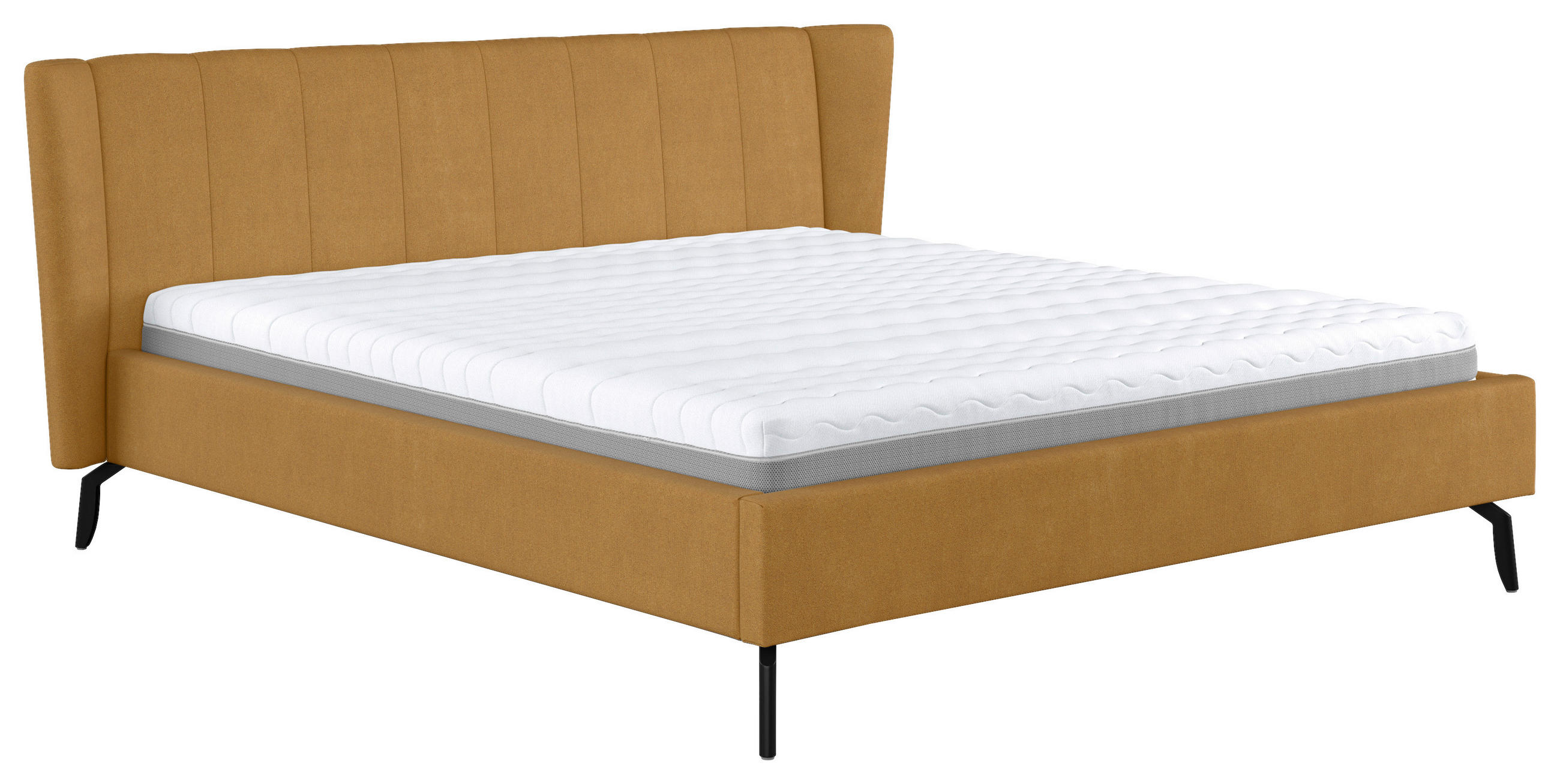 KÁRPITOZOTT ÁGY 160/200 cm  sárga  - sárga/fekete, Basics, faalapú anyag/textil (160/200cm) - Carryhome