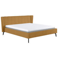 KÁRPITOZOTT ÁGY 160/200 cm  sárga  - sárga/fekete, Basics, faalapú anyag/textil (160/200cm) - Carryhome