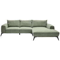 ECKSOFA  in Webstoff Olivgrün  298/187 cm  - Schwarz/Olivgrün, Design, Textil/Metall (298/187cm) - Stylife