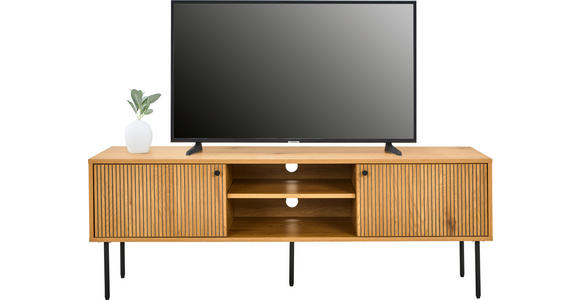 LOWBOARD Line  in 150/50/40 cm  - Eichefarben/Schwarz, Design, Holzwerkstoff/Metall (150/50/40cm) - Carryhome