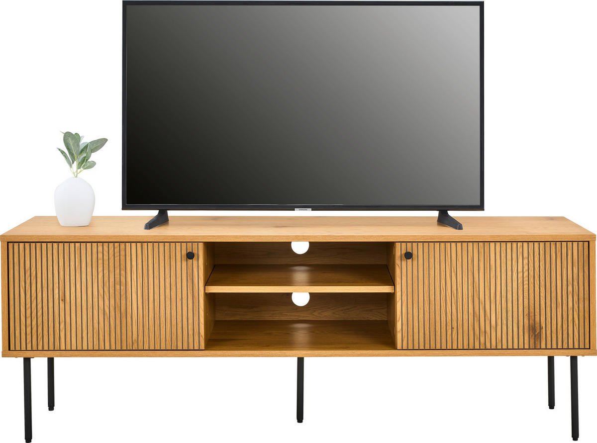 LOWBOARD Line  in 150/50/40 cm  - Eichefarben/Schwarz, Design, Holzwerkstoff/Metall (150/50/40cm) - Carryhome