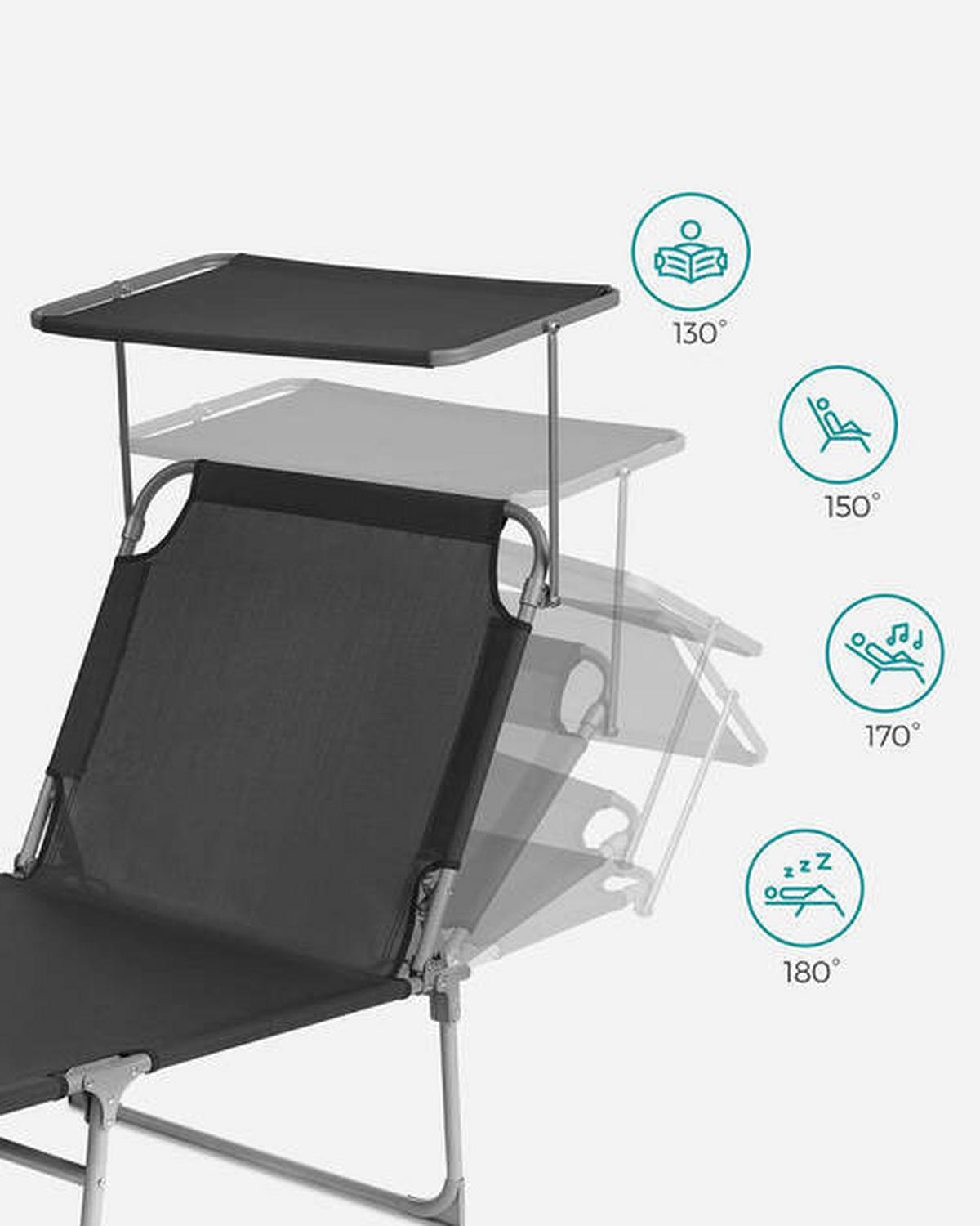 SONNENLIEGE 71/38/200 cm  - Grau, Basics, Textil/Metall (71/38/200cm) - Modante