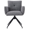 ARMLEHNSTUHL  in Eisen Leinenoptik  - Schwarz/Grau, Design, Textil/Metall (63/82/63cm) - Hom`in