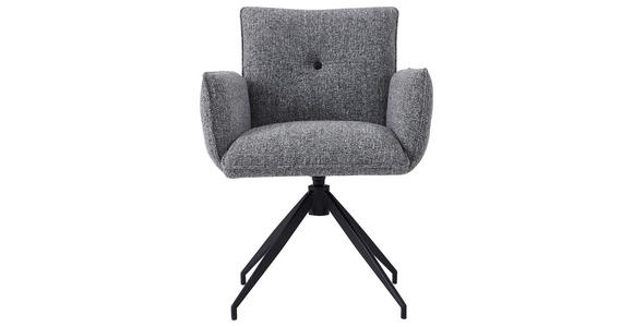 ARMLEHNSTUHL in Eisen Leinenoptik - Schwarz/Grau, Design, Textil/Metall (63/82/63cm) - Hom`in