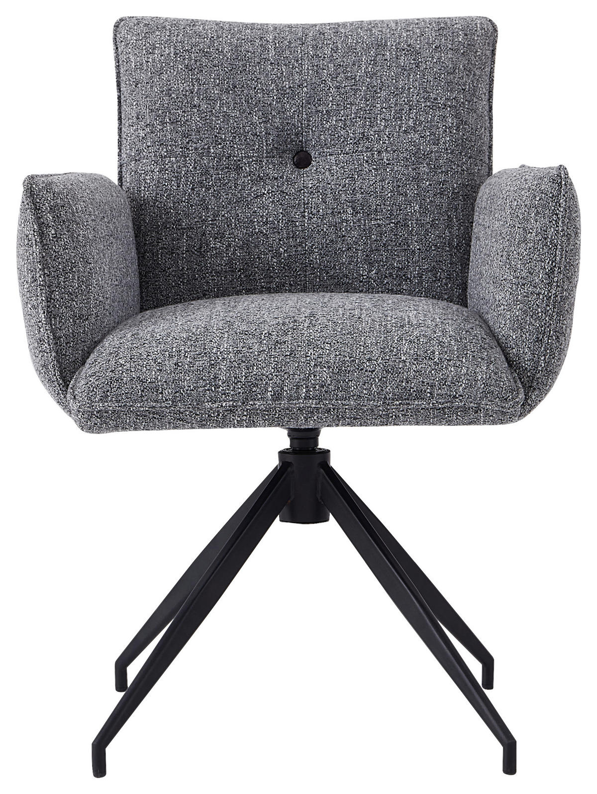 STOL MED ARMSTÖD järn linneimitation  - grå/svart, Design, metall/textil (63/82/63cm) - Hom`in