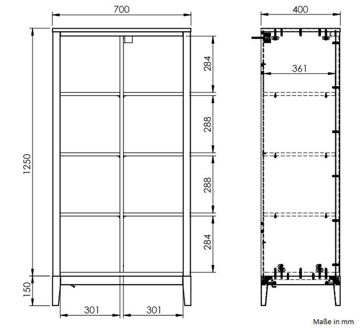 STANDREGAL Eiche massiv Eichefarben, Weiß  - Eichefarben/Weiß, LIFESTYLE, Holz/Holzwerkstoff (70/140/40cm) - Stylife