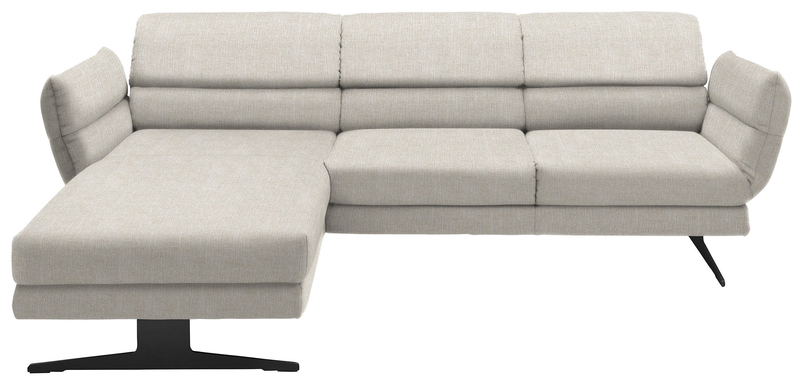 ECKSOFA  in Flachgewebe Naturfarben  176-217/279-327 cm  - Schwarz/Naturfarben, Design, Textil/Metall (176-217/279-327cm) - Dieter Knoll