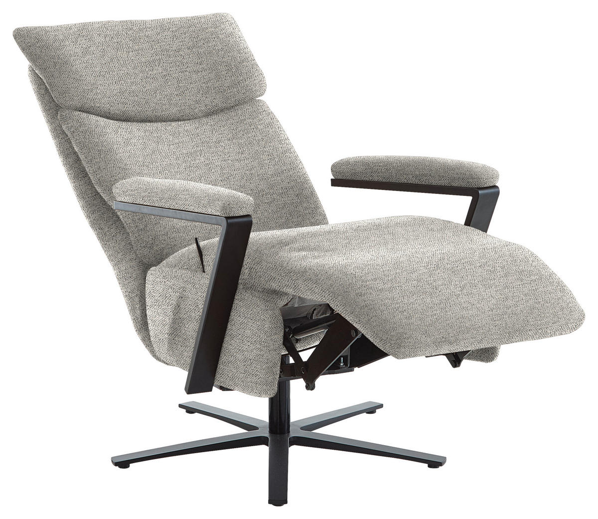 RELAXSESSEL in Textil Hellgrau  - Hellgrau/Schwarz, Design, Textil/Metall (68/117/85cm) - Cantus