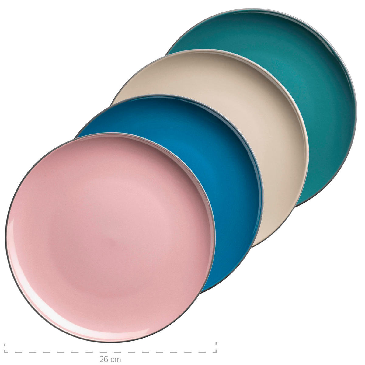 KOMBISERVICE Maila 16-teilig  - Beige/Petrol, Basics, Keramik - Mäser