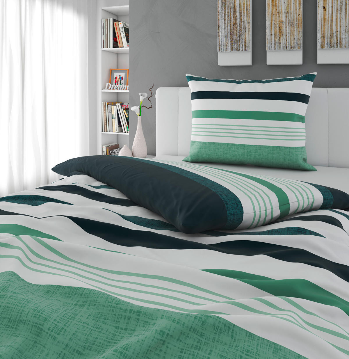 POSTEĽNÁ BIELIZEŇ, renforcé, zelená, 140/200 cm - zelená, Basics, textil (140/200cm) - Novel